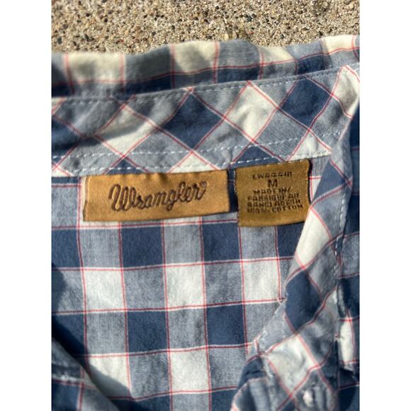 Wrangler Blouse Women Size Medium Plaid Pearl Snap Western Long Sleeve Shirt - Picture 5 of 11